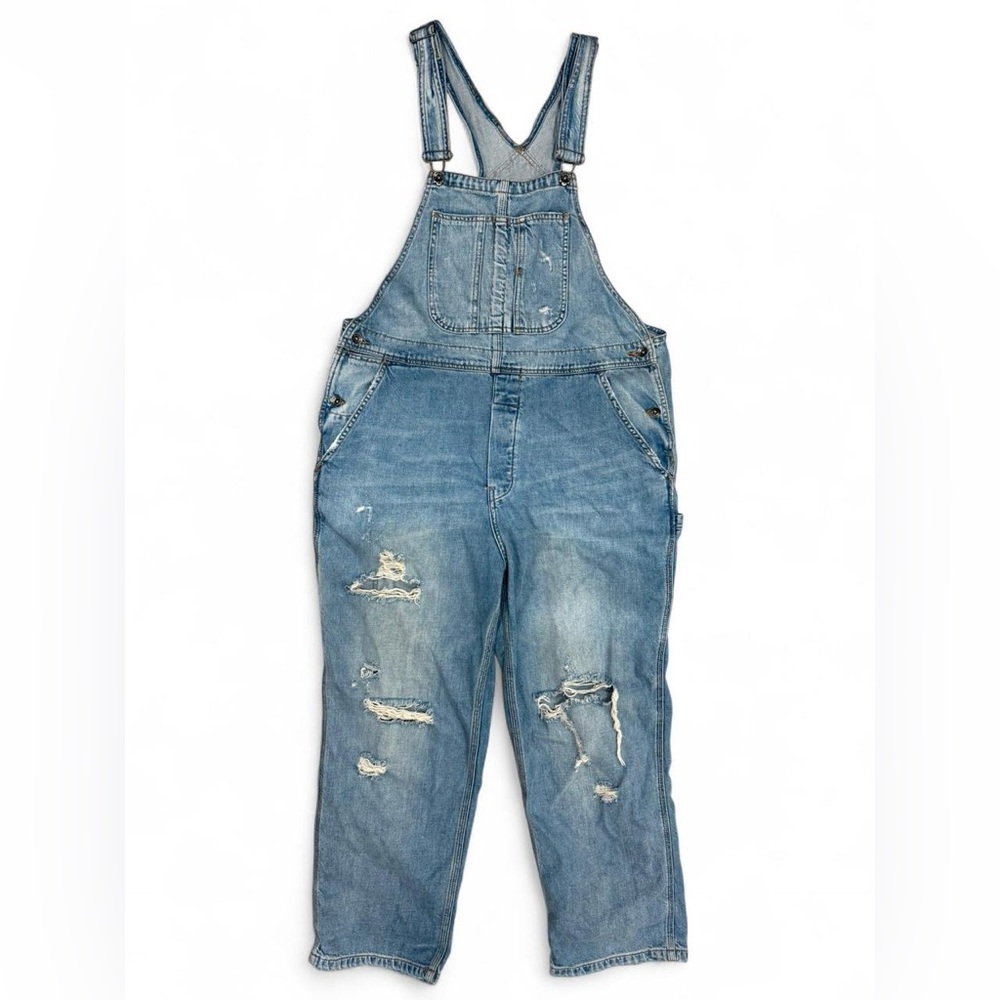 BDG Distressed Light Blue Denim Overalls Jumpsuit